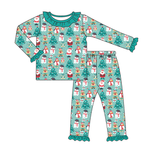 Pyjamas d'hiver personnalisés pour enfants Qingli OEM sans droits de douane, avec jolies volants, pyjamas de Noël pour filles - Product Image 5