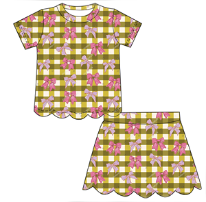 Ensemble 2 pièces été pour petites filles : Haut et jupe-short à ourlet festonné – Tenue décontractée personnalisée à manches courtes pour la rentrée scolaire – Vente chaude - Product Image 6
