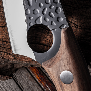 Couteau de boucher forgé à la main avec trou pour le doigt, manche ergonomique, couteau à découper en acier inoxydable pour barbecue, camping et cuisine - Product Image 3