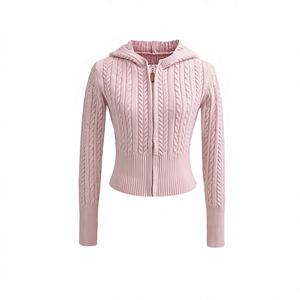 Suéter Cárdigan de Punto con Cremallera para Mujer, Primavera, Nuevo, Moda, Vintage, Manga Larga, Informal, Elegante, Prenda Exterior - Product Image 1