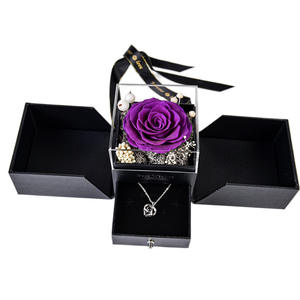 Cadeaux de Saint Valentin Fête des Mères Bijoux de Fleurs Préservées Boîte en Acrylique Rose éternelle pour toujours - Product Image 3