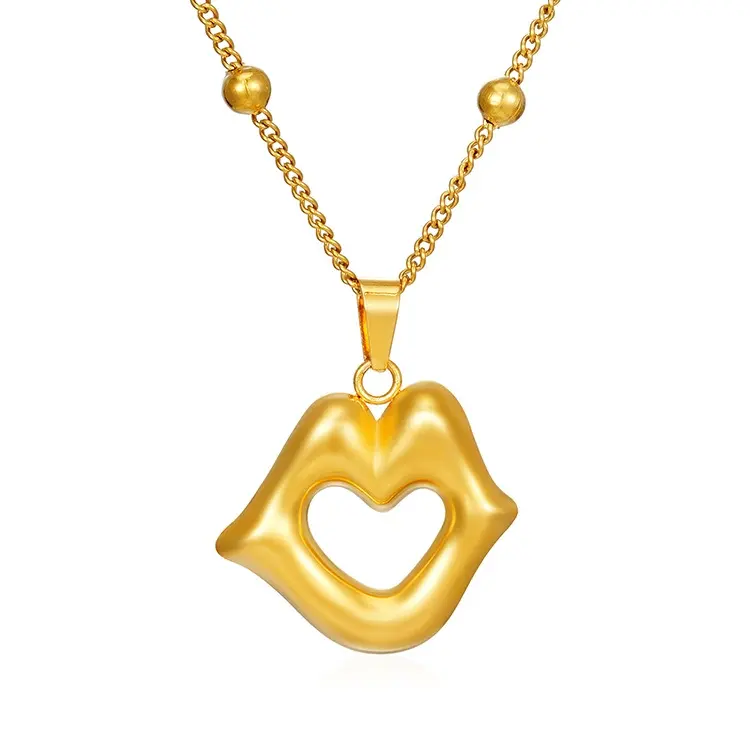 สร้อยคอเปิดปากรูปหัวใจสีทอง