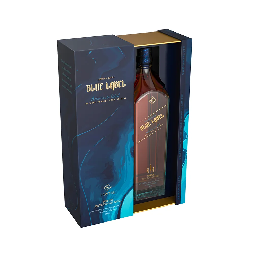 Sawtru Customize Luxury Rigid Cardboard Liquor Wine Set Packaging Box Champagne Whisky Red Wine Glass Gift Paper Box