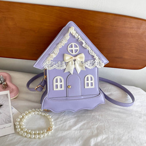 Bolso Bandolera Mini de Encaje Personalizado OEM/ODM con Forma de Casa 3D, Estilo Lolita, con Lazo de Encaje, Diseño de Cuento de Hadas - Product Image 1