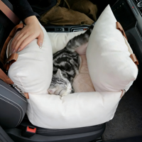 Lit pour animaux de compagnie portable résistant à la saleté toutes saisons pour chiens et chats en lin avec rembourrage en coton PP, petite taille, utilisation en voiture