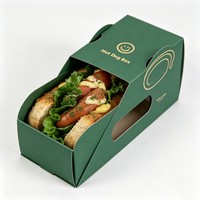 Boîte alimentaire personnalisée en gros, imprimée, écologique, aseptique et résistante à la graisse, pour poulet frit et hot-dogs, idéale pour la livraison à emporter