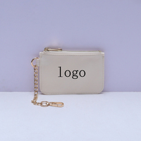 Dompet koin kecil Mini kotak-kotak Logo kustom kantung nilon tahan air portabel tas uang kartu wanita perempuan dengan gantungan kunci dompet koin