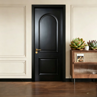 Porte intérieure en bois de design français, peinte en noir, avec arche supérieure intégrée, pour maisons