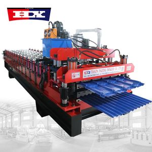 Hete Verkoop Sa Dubbele Lagen Geglazuurde Trapeziumvormige Gegolfde Aluminium Dakplaat Metalen Paneeltegel Maken Rolvormmachine - Product Image 1