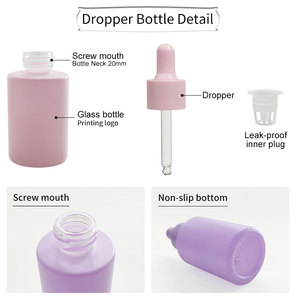 Flacone Contagocce di Lusso in Vetro <span class=keywords><strong>Opaco</strong></span> Rotondo per Oli Essenziali, Prodotti per la Cura della Pelle e Capelli - Product Image 2