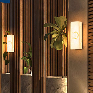 Lampe murale extérieure étanche en faux marbre, source lumineuse LED longue bande, angle de faisceau de 20 degrés, pour cour, entrée de villa - Product Image 4