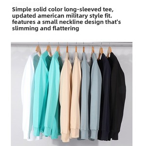 Lulu Long Sleeve T-Shirt 100% Organic <strong>Cotton</strong> Formal Solid Knitted 250gsm Heavy Weight Blank - Product Image 2