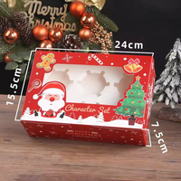 Boîte de boulangerie de Noël personnalisée avec fenêtre, boîte d'emballage en papier pour biscuits, cupcakes, muffins, pour cadeaux et friandises de Noël