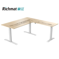 Bureau d'angle en L pour ordinateur, poste de travail, cadre de bureau réglable en hauteur en forme de L
