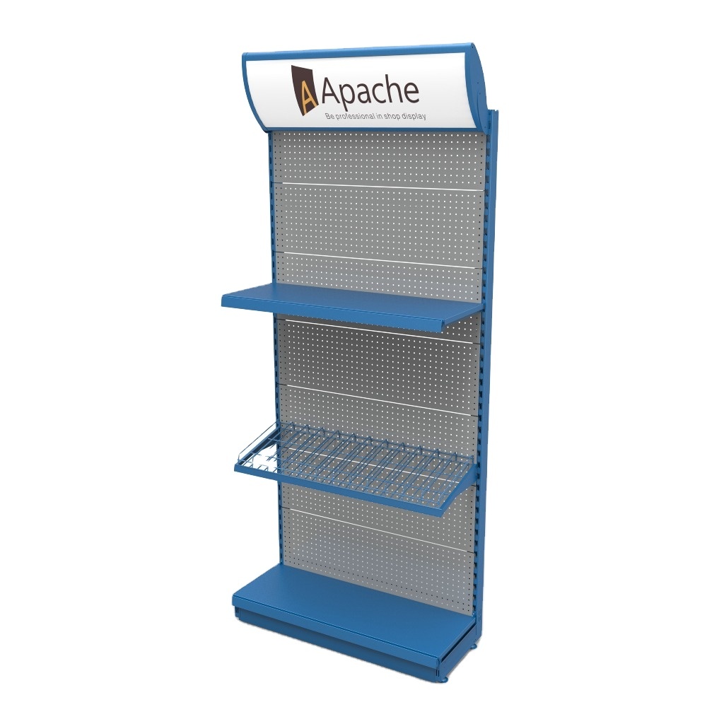 Customized logo Pegboard Tools Display Stand with Led Lighting Header for Hardware Store