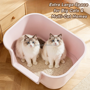กระบะทรายแมวขนาดใหญ่พิเศษ 69.5 ซม. แบบมีผนังสูง ปิดมิดชิด พร้อมที่ตักทรายและประตูบานสวิง - Product Image 4