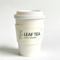 Manchon de gobelet en carton blanc imprimé offset avec logo personnalisé pour les boissons à emporter des cafés