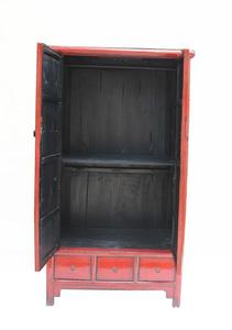 Chinese Antique Old <strong>Pine</strong> Wood Lacquered Glossy Furniture <strong>Solid</strong> Reproduction <strong>Wardrobe</strong> - Product Image 3