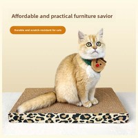 Griffoir pour chat à motif léopard, en carton ondulé à bords ondulés, lit de repos pour chat, avec noyau de remplacement épaissi et plateau de meulage des griffes