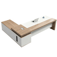 Ensemble de bureau et chaise de direction en forme de L avec câblage dissimulé - Design moderne minimaliste de luxe pour usage commercial