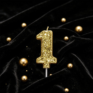 Party Love Made from durable paraffin wax Candles Number 1 Gold Glitter 6Cm Birthday Cake Decor - Product Image 6
