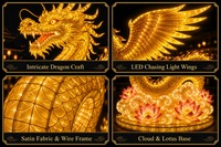 Lanterne LED Dragon Yinglong de 3m, lumineuse et décorative pour les festivals