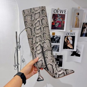 Nouvelles bottes longues à bout pointu et talon chaton, imprimé serpent, avec fermeture éclair, bottes hautes tendance pour femmes - Product Image 5