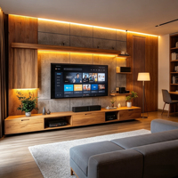 Mueble de TV Flotante Moderno y Elegante, Textura de Madera Natural, Mueble Multimedia de Pared Personalizado para Sala de Estar