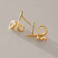Boucles d'oreilles J&D Classic en acier inoxydable plaqué or 18 carats PVD, avec zircon cubique blanc, spirale torsadée, forme goutte d'eau