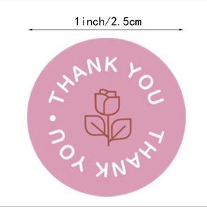 1 Inch Thank You Stickers Roll Round Rose Design Thank You <b>Labels</b> for Small Business <b>Packaging</b> - Product Image 3