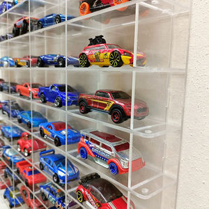 Vitrine acrylique à l'échelle 1/64 pour voitures <span class=keywords><strong>Hot</strong></span> <span class=keywords><strong>Wheels</strong></span> et Matchbox, boîte de rangement de jouets de voiture moulée sous pression à montage mural - Product Image 5