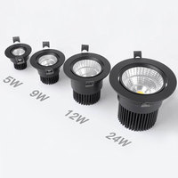 Spots LED encastrés au plafond, dimmables, AC90V-260V, 5W7W9W12W15W18W20W, puce Epistar COB, pour l'éclairage domestique