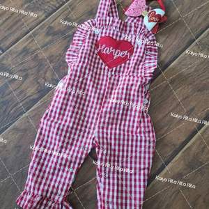 Personalizado bebé niño nombre Panel bordado Jonjon mameluco tejido Gingham niño pestañas laterales Longall bebé niño ropa <span class=keywords><strong>2025</strong></span> - Product Image 5