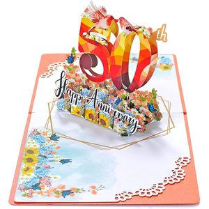 50th Anniversary Pop up 3D Romantic Love Greeting Card 4 Color Printed Gloss Lamination for Wedding & Valentine's Day - Product Image 5
