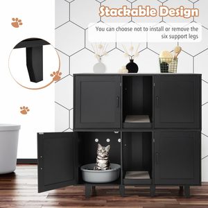 Mobiletto per 2 Lettiere, Toilette Nascosta per Gatti, Mobile TV con 2 Armadietti, Arredamento per Lettiere Interne - Product Image 4