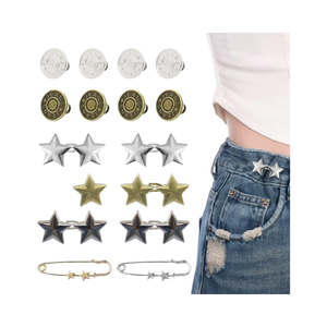 ROPAKED Lot de 16 boutons étoiles métalliques réutilisables et réglables sans <span class=keywords><strong>couture</strong></span> pour jeans, ceinture amincissante et vêtements - Product Image 1