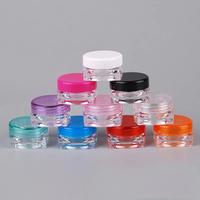 Petits pots en plastique PS 0,1 oz/0,17 oz/3 ml/5 ml transparents à base carrée pour échantillons de maquillage, baume à lèvres, poudre, nettoyant visage, lotion