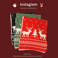 Écharpe tricotée de Noël pour femme, cadeau d'hiver, polyvalente, mignonne, coupe-vent, chaude, épaisse, rouge, en polyester et coton, longue