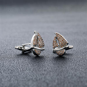 男性用ハイエンドマルチカラージルコンカフスボタン真鍮結婚式婚約パーティーアニバーサリー & ギフトアイテム-セーリングをテーマに - Product Image 4