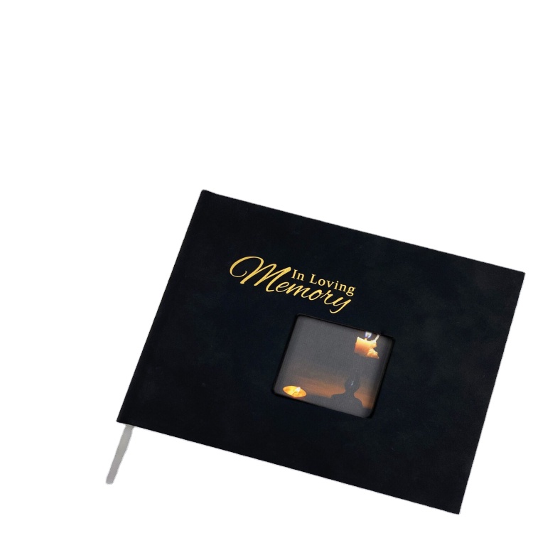 Чёрная полиуретановая Книга в твердой обложке для гостей похоронная книга с надписью в любящей памяти памятная книга для гостей похоронная книга с высечкой