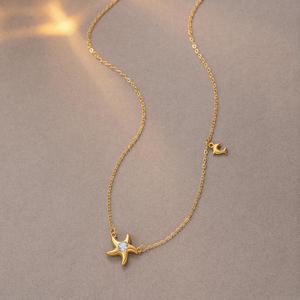 <span class=keywords><strong>Collier</strong></span> Étoile de Mer Style Plage Océanique avec Zircons, Breloque <span class=keywords><strong>Dauphin</strong></span> Simple pour Femme, Accessoires Bijoux Inoxydables TGTZ1444 - Product Image 2