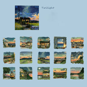 Paquete de 15 Hojas de Pegatinas Decorativas Autoadhesivas de la Serie Long Day's End, con Diseño de Paisajes de Anime, Material PET, Recortadas, para Decoración de Días Festivos - Product Image 6