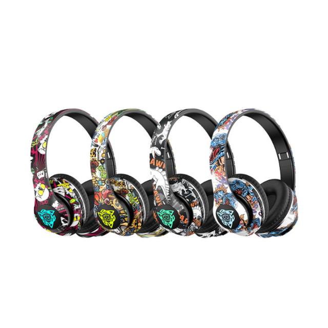 Explosion Graffiti Headset Wireless Gaming Headset Universal Wired Music Sports Luminous Headset