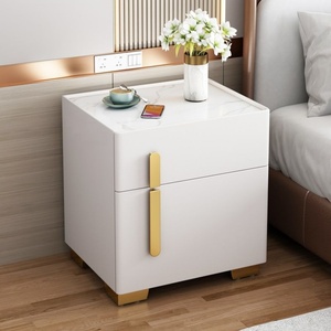 Mesa de <span class=keywords><strong>Noche</strong></span> Moderna para Dormitorio con Gabinete Metálico, Panel de Almacenamiento para Sala de Estar - Product Image 6