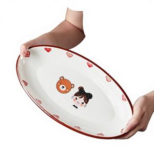 Piatto Ovale in Ceramica con Motivi Cartoon XINWEE, Adatto al Microonde, Grande, per Uso Commerciale e Alberghiero - Product Image 1