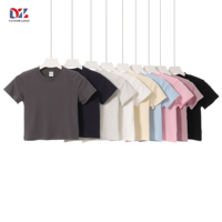 T-shirt court pour femme personnalisé avec logo, 230 GSM, coton et élasthanne, respirant, coupe ajustée, col rond, décontracté, uni, longueur courte