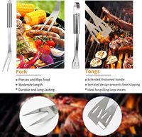 11Pcs Set Peralatan Panggang BBQ dari Baja Tahan Karat, Perlengkapan Alat Panggang Praktis Portabel dengan Tas Penyimpanan