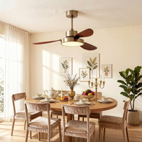 Ventilateur de plafond en bois de noyer de style mi-siècle, silencieux, réversible, avec télécommande et minuterie, pour la décoration d'hôtels et d'appartements