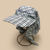 Chapeau foulard triangulaire personnalisé style urbain avec dessus souple, rayures à carreaux, bord incurvé, bandeau à nouer, chapeau-écharpe