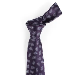 Paisley Dacheng Wholesale Purple Cravatta 100% Silk Tie Mens Paisley Jacquard Ties